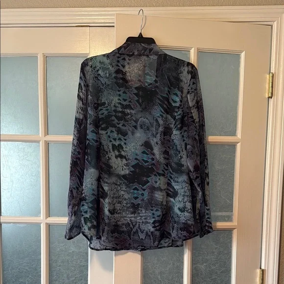 CAbi Blue and Black Blouse with Abstract Pattern - Picture 5 of 6